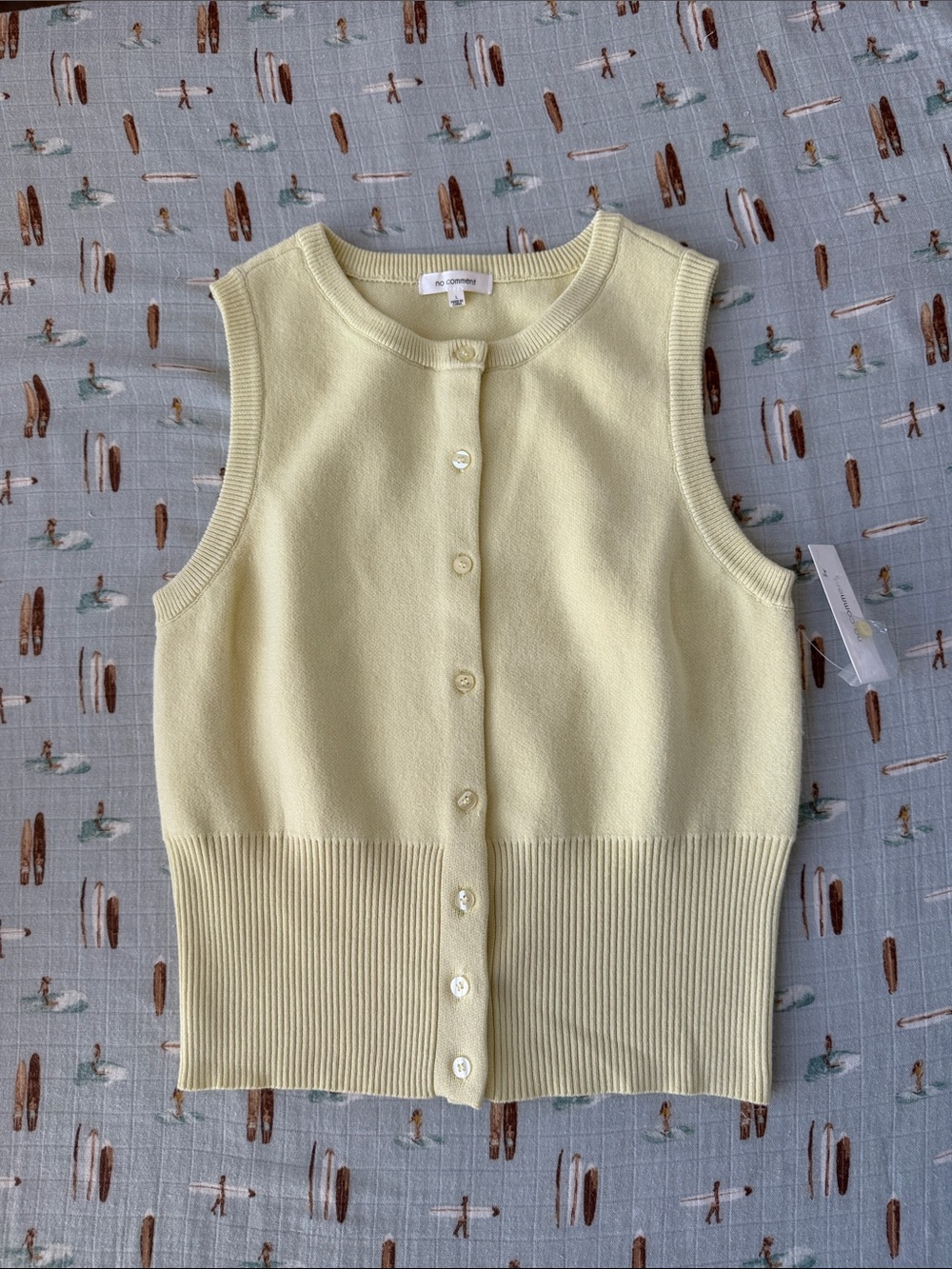 Butter Yellow Button-Up Cardigan Knit Vest